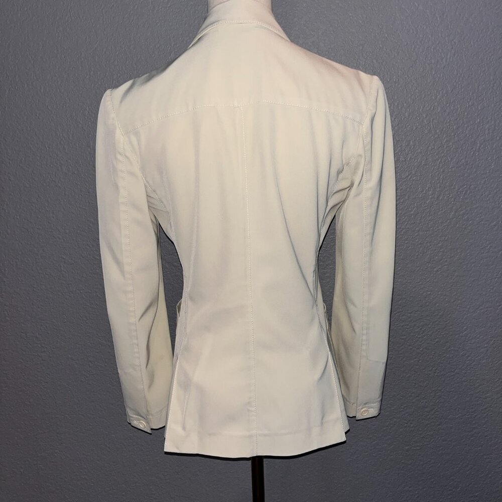 PRADA MADE IN ITALY UNILINED STRETCH SPORTY BLAZER JACKET in CREAM - EUC - IT 38 - Picture 8 of 16